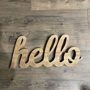 Wooden Hello sign